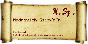 Modrovich Szirén névjegykártya